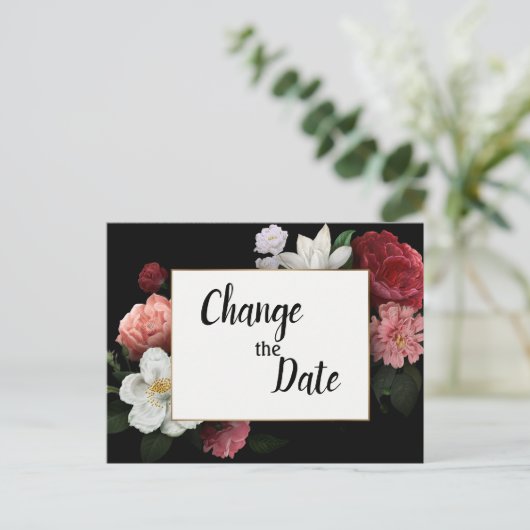 ブルゴーニュエレガントー色とピンク色の花が年代を変える ポストカード (スタンド正面)