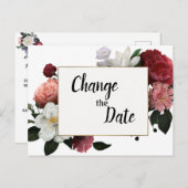 ブルゴーニュエレガントー色とピンク色の花が年代を変える ポストカード (正面/裏面)