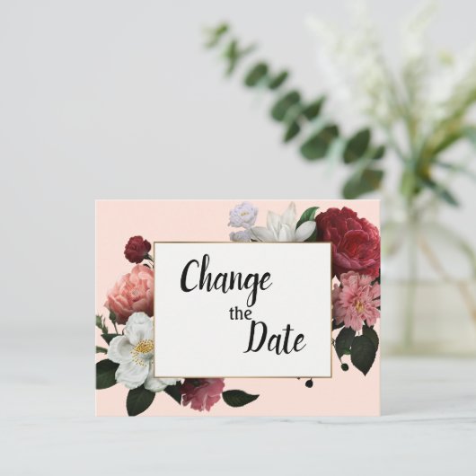 ブルゴーニュエレガントー色とピンク色の花が年代を変える ポストカード (スタンド正面)