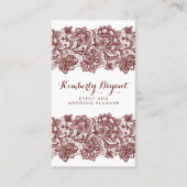 ブルゴーニュエレガントー赤スタイリッシュレース 名刺 (正面)