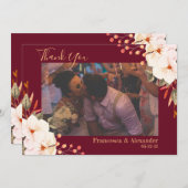 ブルゴーニュエレガントー赤面オレンジフローラ サンキューカード (正面/裏面)