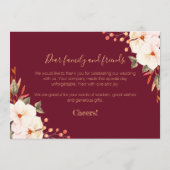 ブルゴーニュエレガントー赤面オレンジフローラ サンキューカード (裏面)