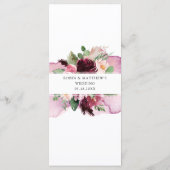 ブルゴーニュエレガントー赤面ピンクのフローラ結婚のメニュー メニュー (裏面)