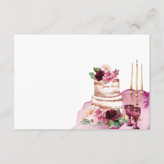 ブルゴーニュエレガントー赤面ピンクウェディングレセプション エンクロージャーカード (裏面)