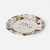 ブルゴーニュエレガントー赤面ピンクフローラブライダルシャワー ペーパープレート (アングル)