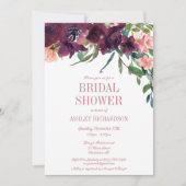 ブルゴーニュエレガントー赤面ピンクフローラブライダルシャワー 招待状 (正面)
