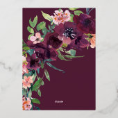 ブルゴーニュエレガントー赤面ピンクフローラブライダルシャワー 箔招待状 (裏面)