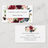 ブルゴーニュエレガントー赤面フローラフレームメイクアップアーティスト 名刺 (正面/裏面)