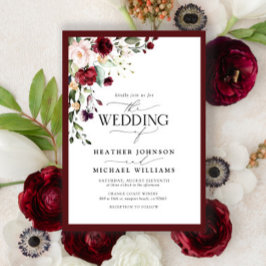 ブルゴーニュエレガントー赤面フローラ水のカラースクリプト 招待状