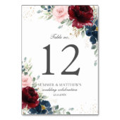 ブルゴーニュエレガントー赤面ブルーバラフローラ花 テーブルナンバー (裏面)