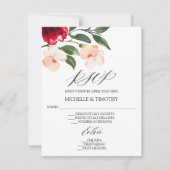 ブルゴーニュエレガントー赤面水彩フローラ 出欠カード (正面)