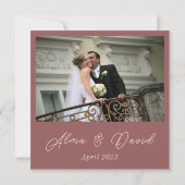 ブルゴーニュエレガントー輝く水の色のバラの結婚 サンキューカード (裏面)