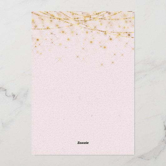 ブルゴーニュエレガントー金ゴールドオーナメントクリスマスパーティー 箔招待状 (裏面)