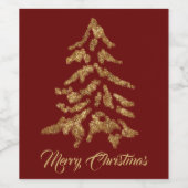 ブルゴーニュエレガントー金ゴールドツリーメリークリスマス ワインラベル (シングルラベル)