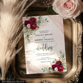 ブルゴーニュエレガントー金ゴールドバラフローラ結婚式 招待状