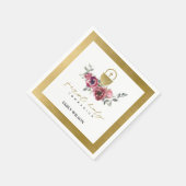 ブルゴーニュエレガントー金ゴールドフローラ初の聖餐式 スタンダードカクテルナプキン (角)