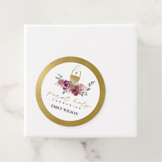 ブルゴーニュエレガントー金ゴールドフローラ初の聖餐式 フェイバータグ (インサイチュ)