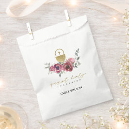 ブルゴーニュエレガントー金ゴールドフローラ初の聖餐式 フェイバーバッグ