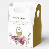 ブルゴーニュエレガントー金ゴールドフローラ初の聖餐式 フェイバーボックス (オープン)