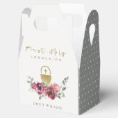 ブルゴーニュエレガントー金ゴールドフローラ初の聖餐式 フェイバーボックス (オープン)