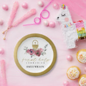 ブルゴーニュエレガントー金ゴールドフローラ初の聖餐式 ペーパープレート (パーティー)