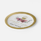 ブルゴーニュエレガントー金ゴールドフローラ初の聖餐式 ペーパープレート (アングル)