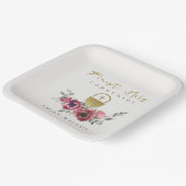 ブルゴーニュエレガントー金ゴールドフローラ初の聖餐式 ペーパープレート (傾斜あり)