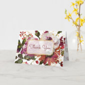 ブルゴーニュエレガントー金ゴールド赤面ピンクフローラありがとう カード (黄色い花)