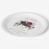 ブルゴーニュエレガントー青い水色の花の洗礼 ペーパープレート (アングル)