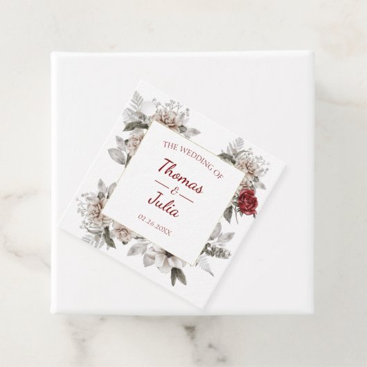 ブルゴーニュエレガントー&シルバーウォーターのカラーメッセージカード フェイバータグ (インサイチュ)