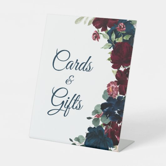 ブルゴーニュエレガントー&ネイビーブルーシャワーカード&ギフト 台座サイン (正面)