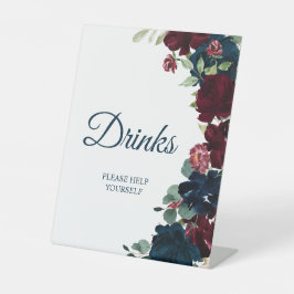 ブルゴーニュエレガントー&ネイビーブルーシャワードリンクサイン 台座サイン