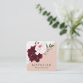 ブルゴーニュエレガントー&ホワイトマーブルウォーターのカラーフローラ スクエア名刺 (スタンド正面)