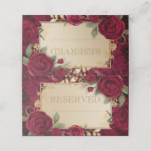 ブルゴーニュエレガントー・レッド・ローズと金ゴールド結婚ズ プレイスカード (外部開封)