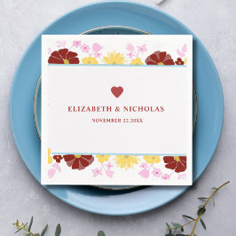 ブルゴーニュエレガント結婚モダンフローラ スタンダードカクテルナプキン