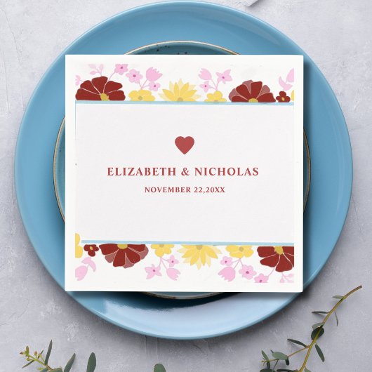 ブルゴーニュエレガント結婚モダンフローラ スタンダードカクテルナプキン