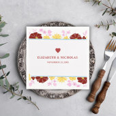 ブルゴーニュエレガント結婚モダンフローラ スタンダードカクテルナプキン