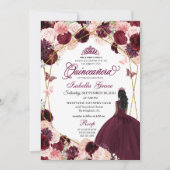 ブルゴーニュエレガント赤面ピンクフローラキンセアニェラInv 招待状 (正面)