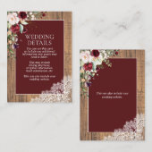 ブルゴーニュエレガント赤面ボタニカルレースウッド詳細 エンクロージャーカード (正面/裏面)