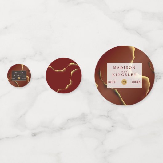 🤵ブルゴーニュエレガント金ゴールドイン抽象芸術結婚ズ コンフェッティ (裏面)