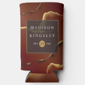 🤵ブルゴーニュエレガント金ゴールドイン抽象芸術結婚ズ スリム缶クーラー (正面)