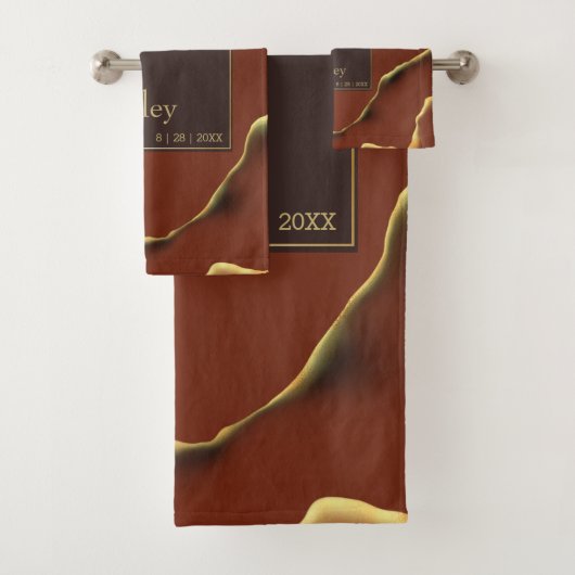 🤵ブルゴーニュエレガント金ゴールドイン抽象芸術結婚ズ バスタオルセット (インサイチュ)