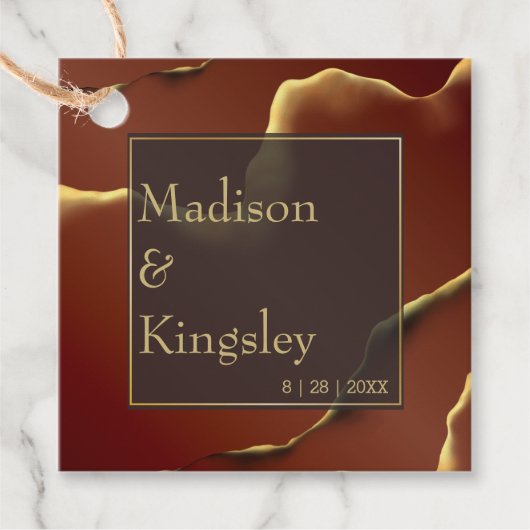 🤵ブルゴーニュエレガント金ゴールドイン抽象芸術結婚ズ フェイバータグ (正面)