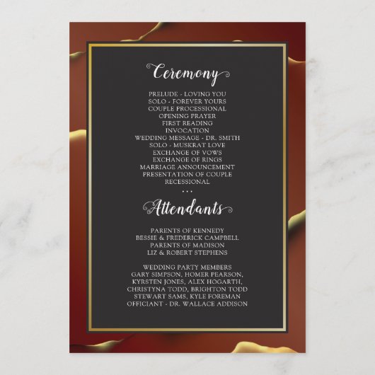 🤵ブルゴーニュエレガント金ゴールドイン抽象芸術結婚ズ プログラム (裏面)