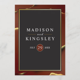 🤵ブルゴーニュエレガント金ゴールドイン抽象芸術結婚ズ プログラム