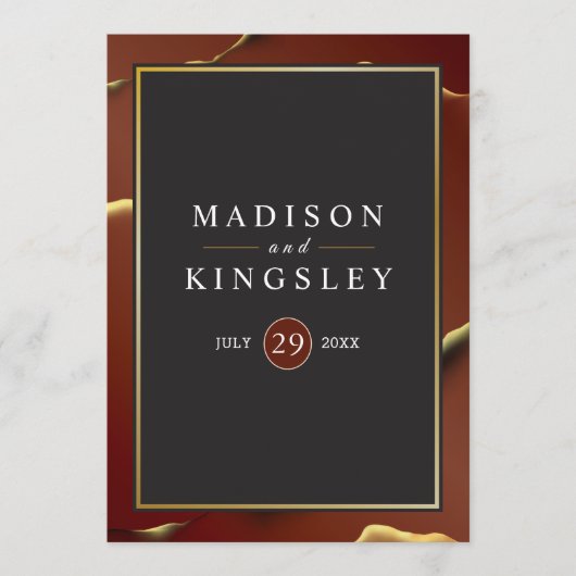 🤵ブルゴーニュエレガント金ゴールドイン抽象芸術結婚ズ プログラム (正面)