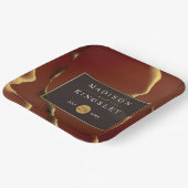 🤵ブルゴーニュエレガント金ゴールドイン抽象芸術結婚ズ ペーパープレート (傾斜あり)