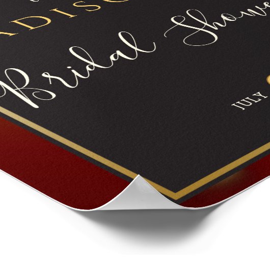 🤵ブルゴーニュエレガント金ゴールドイン抽象芸術結婚ズ ポスター (角)