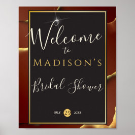 🤵ブルゴーニュエレガント金ゴールドイン抽象芸術結婚ズ ポスター