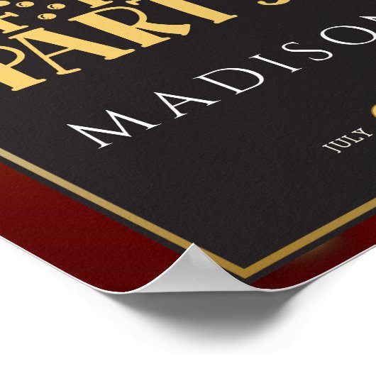 🤵ブルゴーニュエレガント金ゴールドイン抽象芸術結婚ズ ポスター (角)